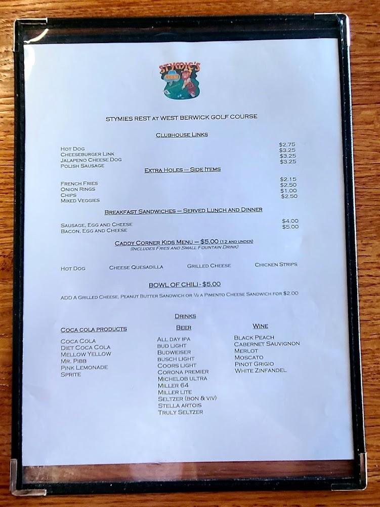 Stymie's Rest at West Berwick Golf Course Menu image 3