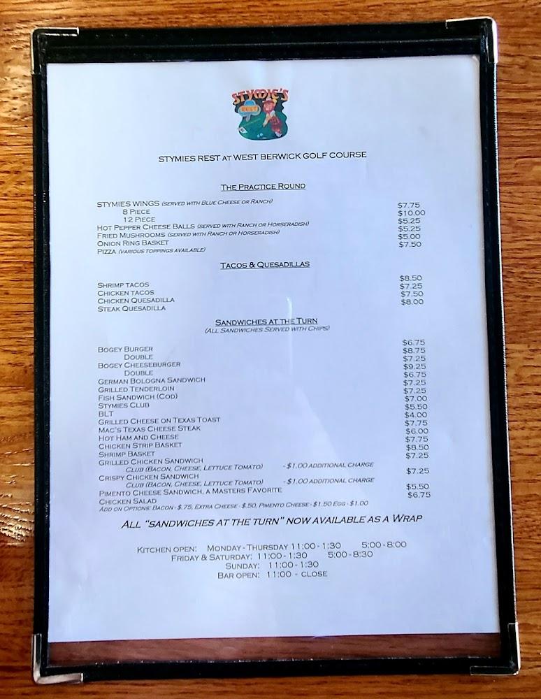 Stymie's Rest at West Berwick Golf Course Menu image 4
